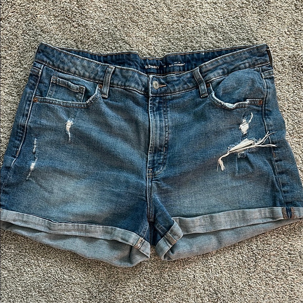 Old Navy Medium Blue Ripped Jean Shorts
